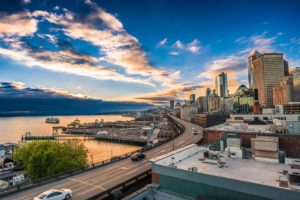 seattle, sunset, marina